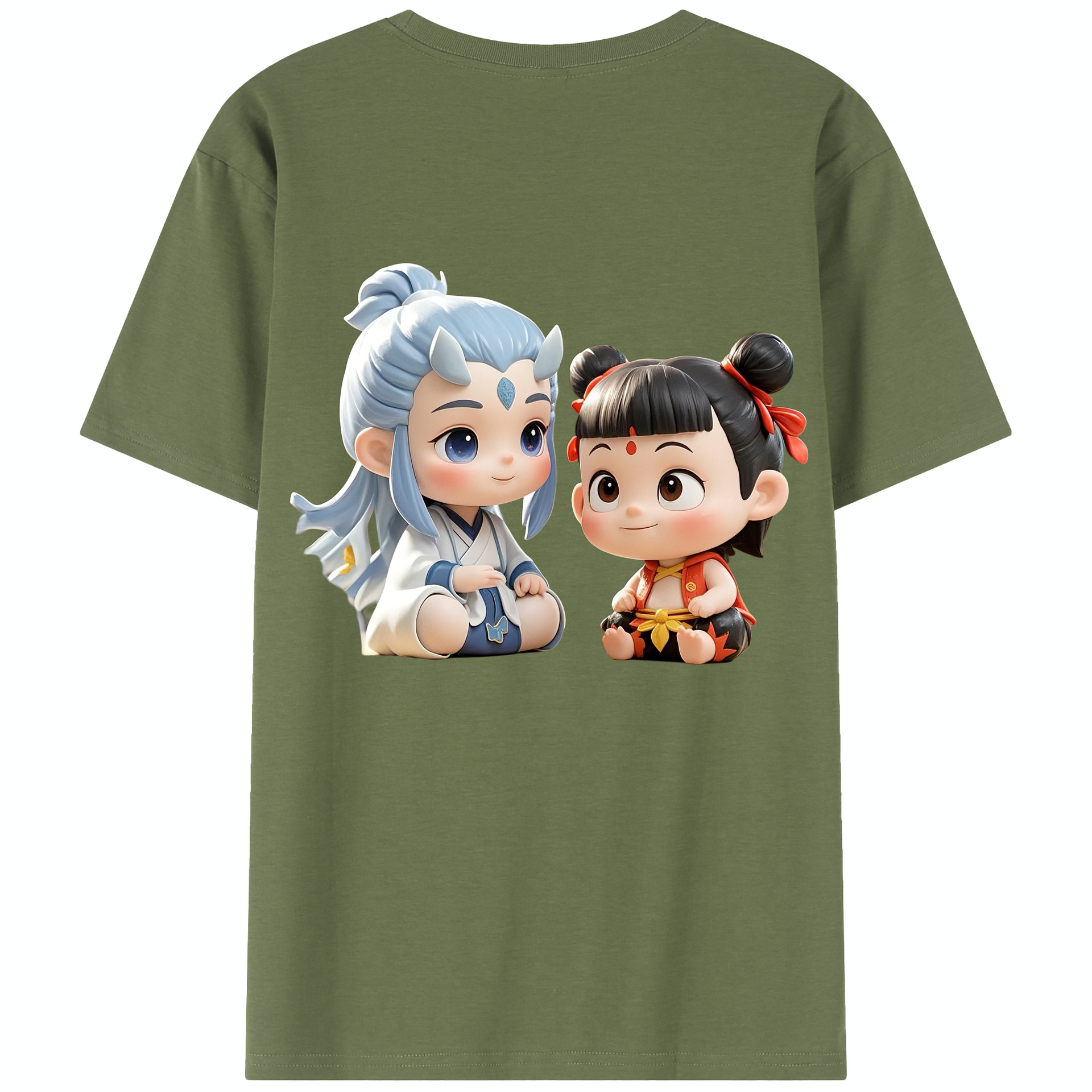（画像用） Ne Zha 2 ナタ 魔童の大暴れ 綿100％半袖Tシャツ（背面プリント）
